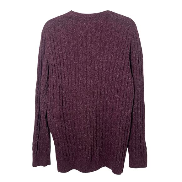 Barbour Wool Linen Cable Knit Crewneck Sweater Burgundy Men's XL - Picture 7 of 8
